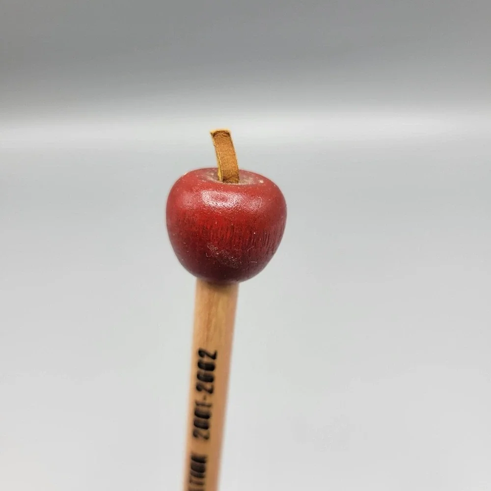 Vintage Wooden Apple Pencil Topper Educational Memorabilia